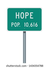 Hope city population road sign