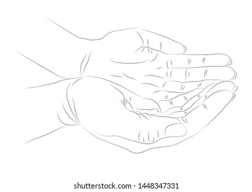 Line Art Sketch Mother Hands Holding Stock Vector (Royalty Free) 689285482