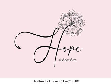 hope dandelion  hand drawn design vector