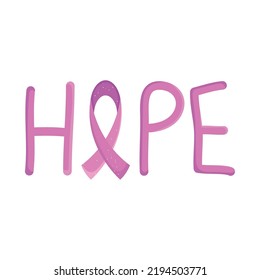 hope design with pink ribbon icon