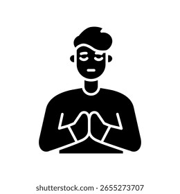 Hope emotion black flat icon for digital and print projects.  Minimal clean icons for apps and websites. Modern simple icons for UI UX and branding