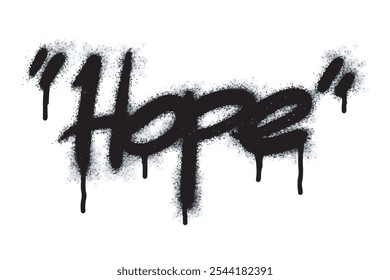 Hope graffiti word sprayed in black on white