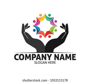 Hope Hand Charity Love Compassion Vector Logo Design Template