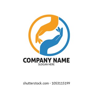 Hope Hand Charity Love Compassion Vector Logo Design Template