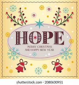 Hope hand drawn lettering quote for Christmas and new year time