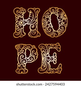 Hope hand lettering illustration vector