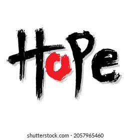 Hope hand lettering. Vector illustration with handwritten phrase.