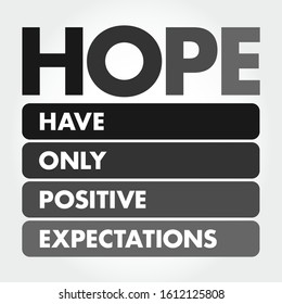 Hope Hanging Onto Positive Expectations Acronym Stock Vector (Royalty ...