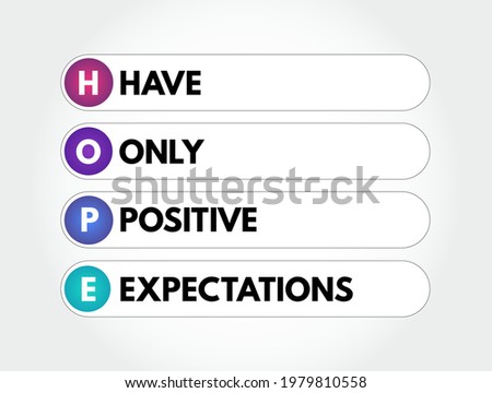 HOPE - Have Only Positive Expectations acronym, concept background