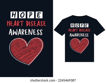 Ilustraciones de Hope Heart Disease Awareness para el diseño de camisetas listas para imprimir