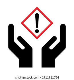 Hope icon, human hand with exclamation mark symbol,  help and protection  graphic design, support vector illustration .