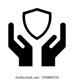 Hope icon, human hand with shield symbol,  help and protection  graphic design, support vector illustration .