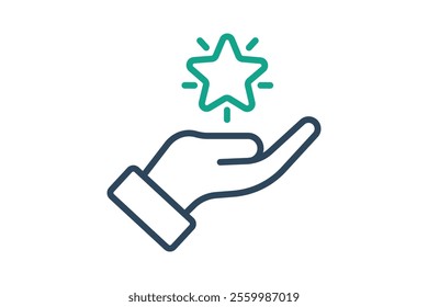 Hope icon. line icon style. hand with star. icon related to donation and charity. donation elements vector illustration