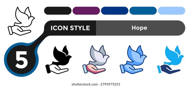 Hope icon for representing positive future expectation systems, psychological optimism patterns, and aspirational mindset concepts. Line, Filled, Color, Dualtone style.