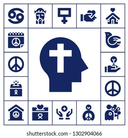  hope icon set. 17 filled hope icons.  Simple modern icons about  - Cancer, Peace, Faith, Donation, Dove, Freedom, Jesus, Give love, Shelter, Pigeon