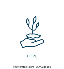 hope icon. Thin linear hope outline icon isolated on white background. Line vector hope sign, symbol for web and mobile