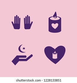 hope icon. hope vector icons set prayer hands, hand islam sign and candle heart