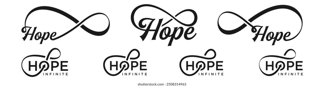 esperança Design de logotipo Infinity, esperança de marca de palavra com combinação de ícone Infinity, ilustração vetorial