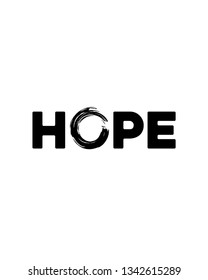 Hope lettering with bursh design, logo brand, poster, cover 