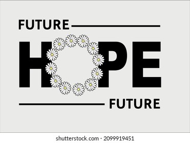 hope lettering with daisy  circle design vector art