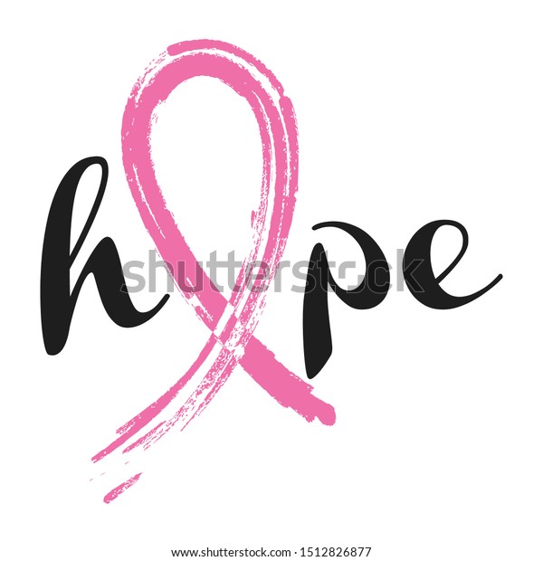 Hope Lettering Design Pink Ribbon Brush のベクター画像素材 ロイヤリティフリー