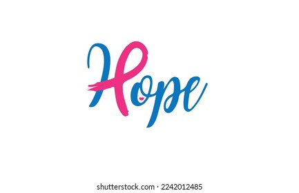 
Hope lettering design with pink thought, brush style for poster, autumn and t-shirt. The concept of learning the rib cage. Illustration isolated on white background