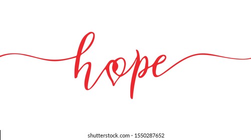 Hope lettering for Print design and apparel. Modern calligraphy concept. Red word isolated on white. 