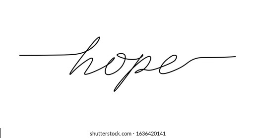 Hope lettering for Print. Modern calligraphy concept. Black word isolated on white background. Vector illustration.