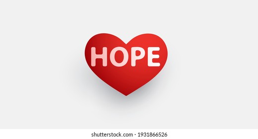 Hope - Lettering with Red Heart - Vector Design Concept 