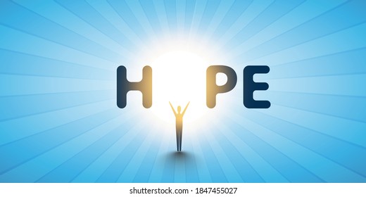 Hope - Lettering With Sun Light - Vector Design Concept