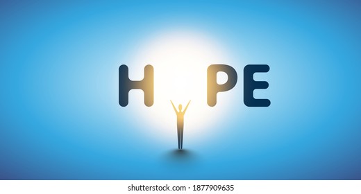 Hope - Lettering with Sun Light - Vector Design Concept