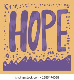 Hope lettering. Vector handdrawn Hope word with decoration.