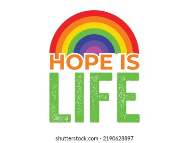 Hope is Life_God's Word Rainbow Typography T-shirt design template