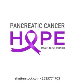 Hope Logo for Pancreatic Cancer Awareness Hope Logo with Purple Ribbon Graphic Pancreatic Cancer Awareness Month Graphic or Illustration Hope for Pancreatic Cancer Survival Vector Graphic