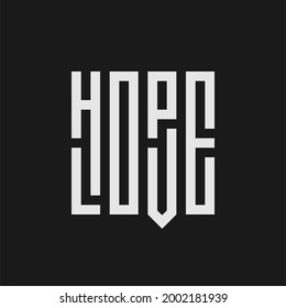 Hope love typography design. Simple wordmark design