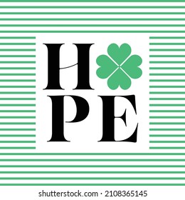 'Hope' message on green striped background.