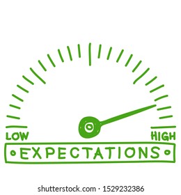  hope meter - high expectations  monitoring  scale -  hand drawn illustration  