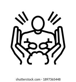 hoffen, dass die Leute einen Zeilensymbol-Vektorgrafik schätzen. Hoffnung Menschen schätzen Schild. isoliertes Kontursymbol