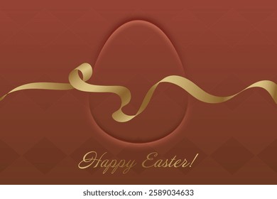 Hope and Renewal. Easter Sunday, golden ribbon, red background, resurrection, divine love, spiritual transformation, church service, celebration of life, blessings.