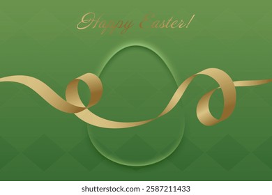 Hope and Renewal. The graceful golden ribbon decorates a fresh green Easter card, reflecting the themes of faith, peace, and celebration.