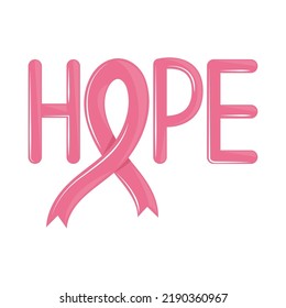 hope ribbon cancer awareness month isolated icon