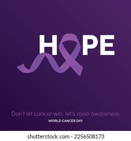 Espero Tipografía De Cinta. no dejes que el cáncer gane. hagamos conciencia - Día Mundial del Cáncer
