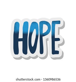 Hope sticker. Vector handdrawn word isolated on white background. 