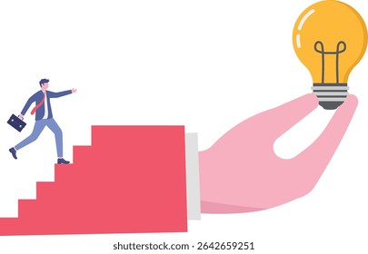 Hope to success in business, accomplishment or reaching business goal, reward and motivation concept.

