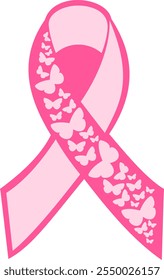 Hope and Support Pink Ribbon for Breast Cancer Awareness - Transparent background #07C