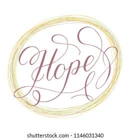 Hope text calligraphy with decor elements vector