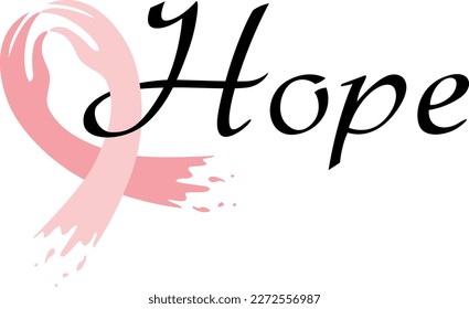 Hope text with Hand shape Pink Cancer Ribbon Design Idea (Editable file) - Vector Illustration