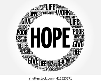 HOPE word cloud collage, concept background