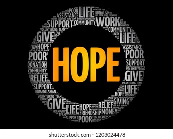 HOPE word cloud collage, social concept background