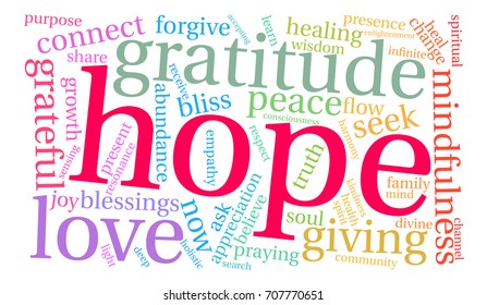 Hope word cloud on a white background. 